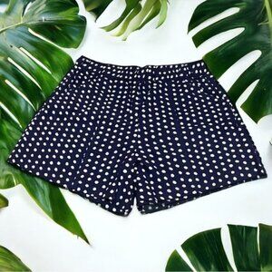 NEW Hester & Orchard Blue & White Polka Dot Linen Blend Stretch Shorts Size L